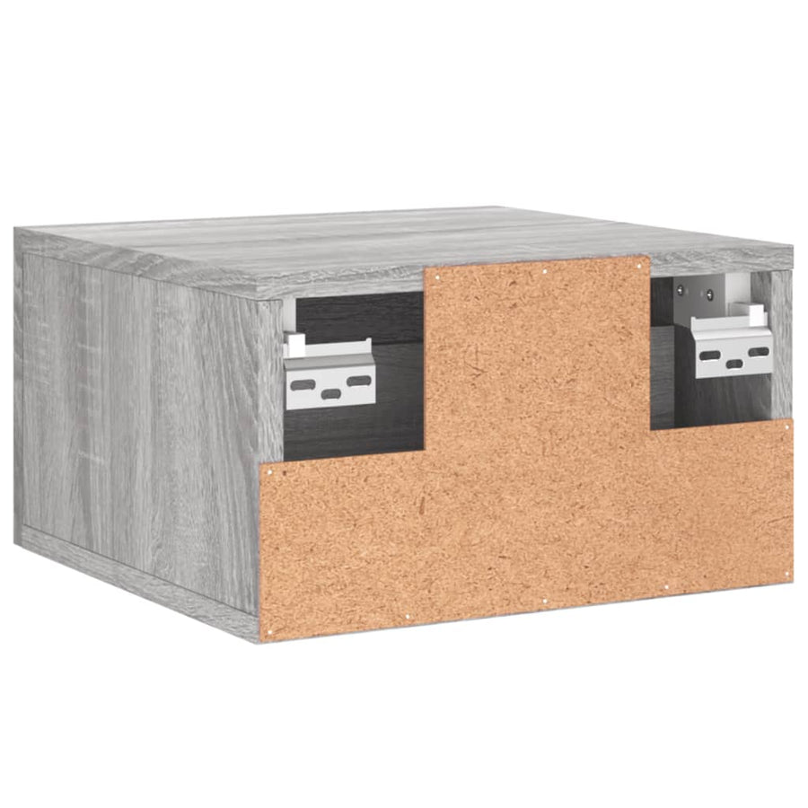 Nachtkastje Wandgemonteerd 35X35X20 Cm Eikenkleur 1 Grijs sonoma