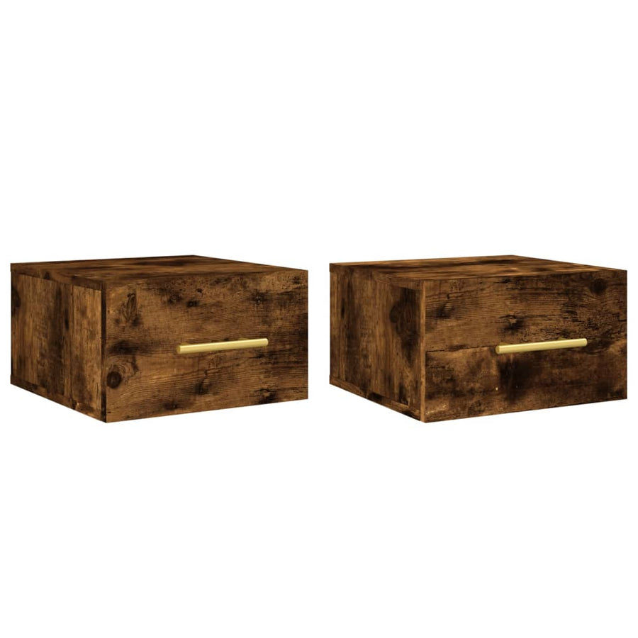 Nachtkastjes 2 St Wandgemonteerd 35X35X20 Cm Gerookt Eikenkleur