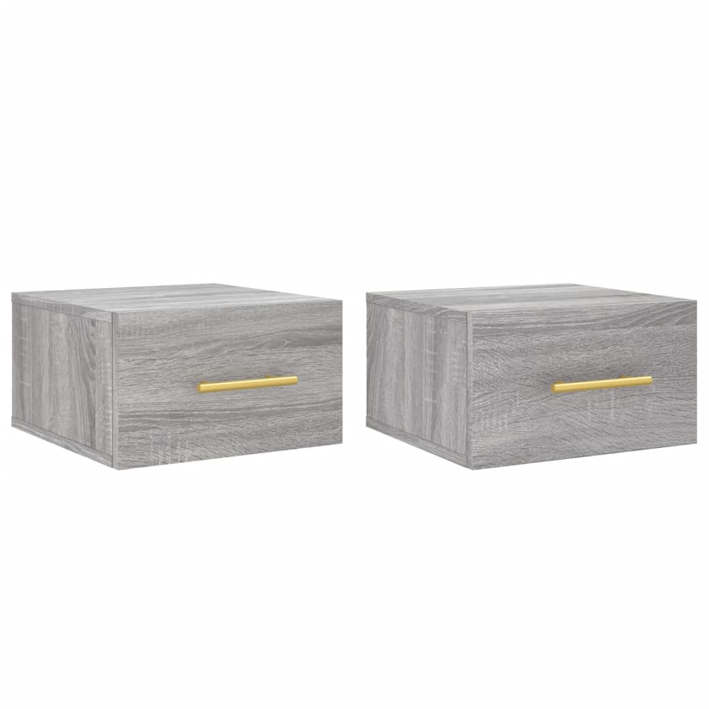 Nachtkastjes 2 St Wandgemonteerd 35X35X20 Cm Grijs Sonoma Eiken