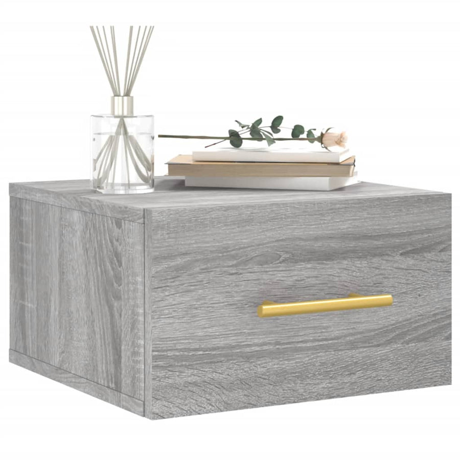 Nachtkastjes 2 St Wandgemonteerd 35X35X20 Cm Grijs Sonoma Eiken