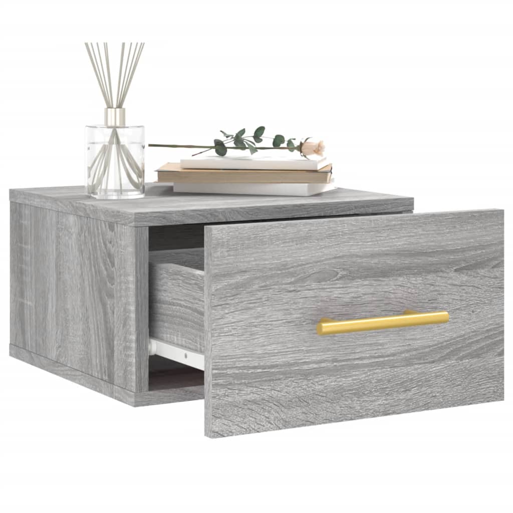 Nachtkastjes 2 St Wandgemonteerd 35X35X20 Cm Grijs Sonoma Eiken