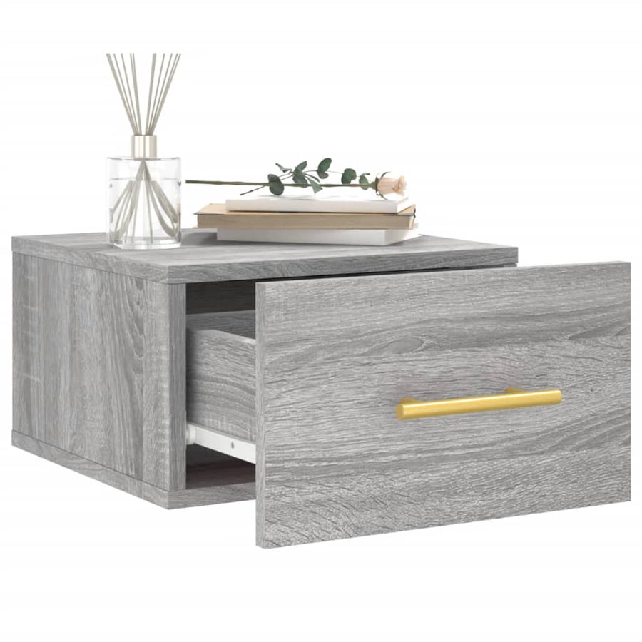 Nachtkastjes 2 St Wandgemonteerd 35X35X20 Cm Grijs Sonoma Eiken