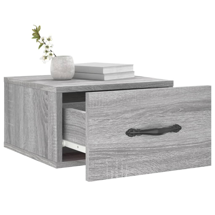 Nachtkastje Wandgemonteerd 35X35X20 Cm Grijs Sonoma Eikenkleur