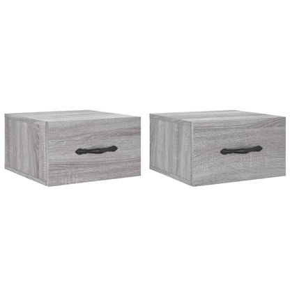 Nachtkastjes 2 St Wandgemonteerd 35X35X20 Cm Grijs Sonoma Eiken