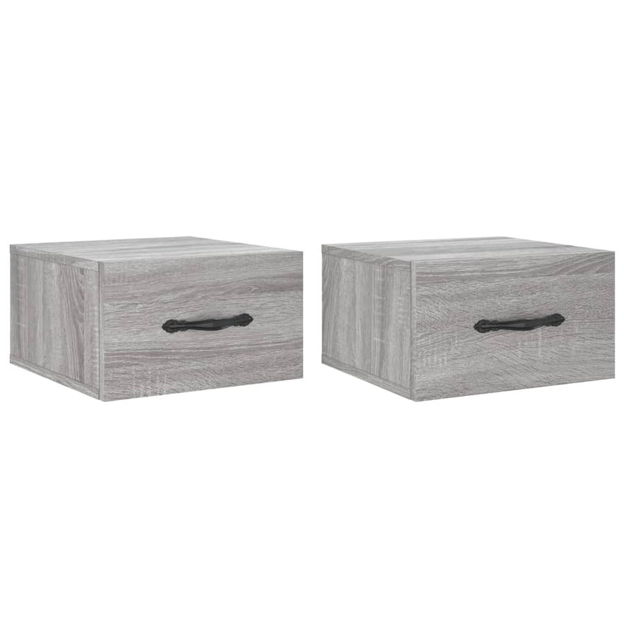 Nachtkastjes 2 St Wandgemonteerd 35X35X20 Cm Grijs Sonoma Eiken