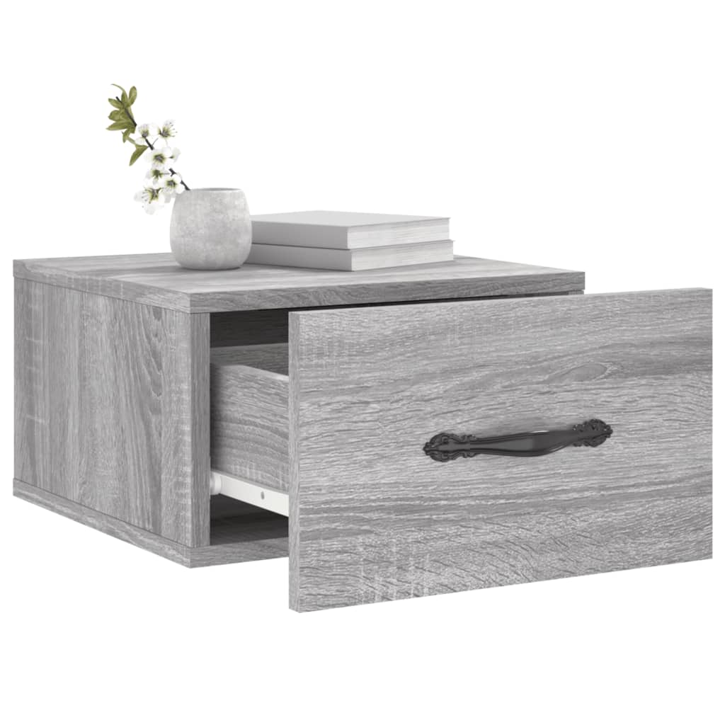 Nachtkastjes 2 St Wandgemonteerd 35X35X20 Cm Grijs Sonoma Eiken