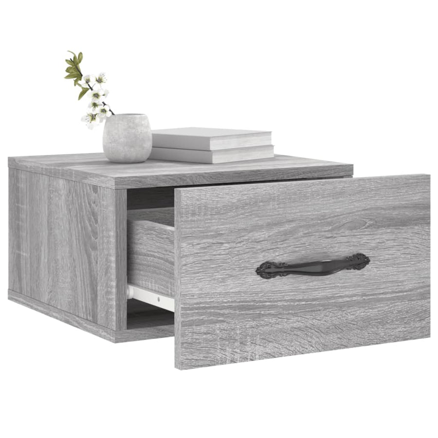 Nachtkastjes 2 St Wandgemonteerd 35X35X20 Cm Grijs Sonoma Eiken