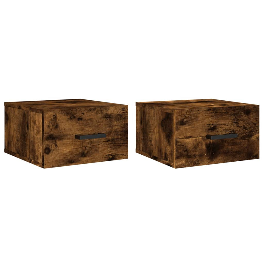Nachtkastjes 2 St Wandgemonteerd 35X35X20 Cm Gerookt Eikenkleur