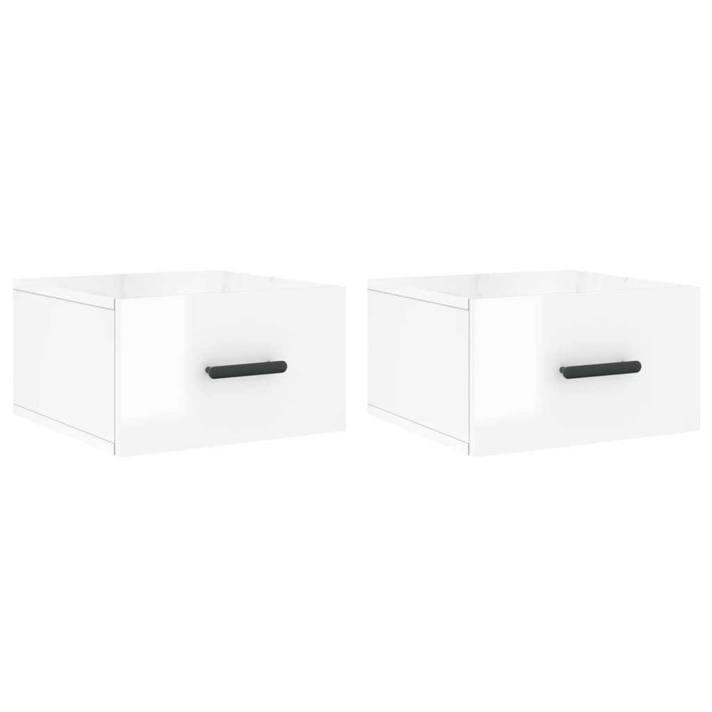 Nachtkastjes 2 St Wandgemonteerd 35X35X20 Cm Hoogglans Wit