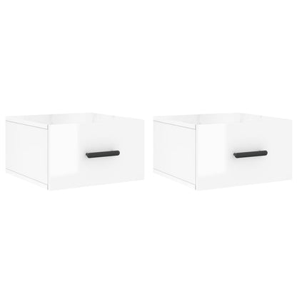 Nachtkastjes 2 St Wandgemonteerd 35X35X20 Cm Hoogglans Wit