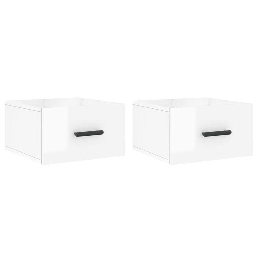 Nachtkastjes 2 St Wandgemonteerd 35X35X20 Cm Hoogglans Wit