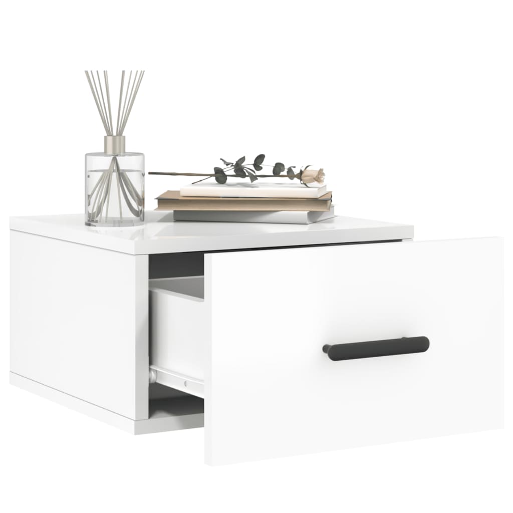 Nachtkastjes 2 St Wandgemonteerd 35X35X20 Cm Hoogglans Wit