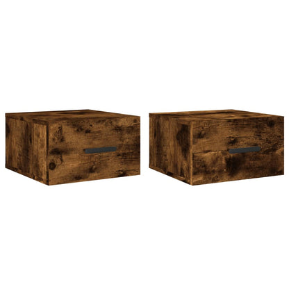 Nachtkastjes 2 St Wandgemonteerd 35X35X20 Cm Gerookt Eikenkleur