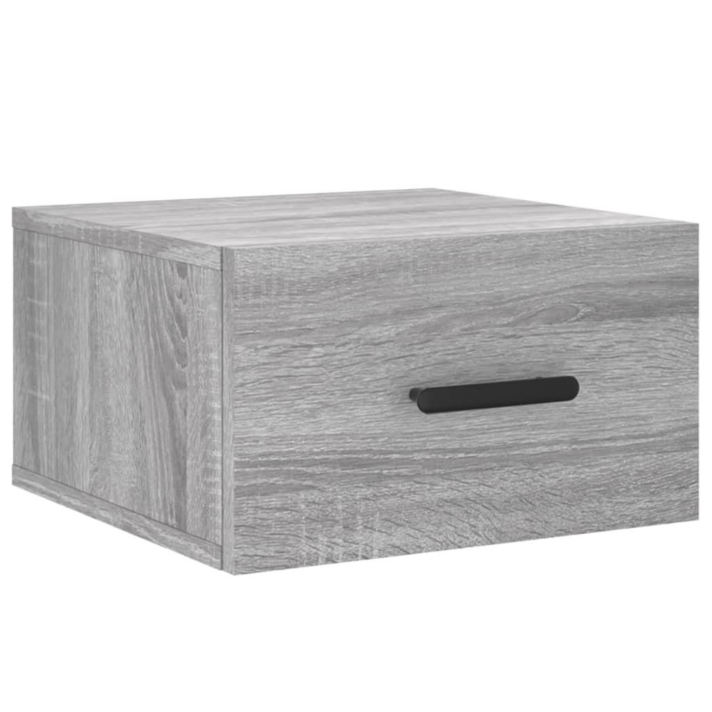 Nachtkastje Wandgemonteerd 35X35X20 Cm Eikenkleur 1 Grijs sonoma