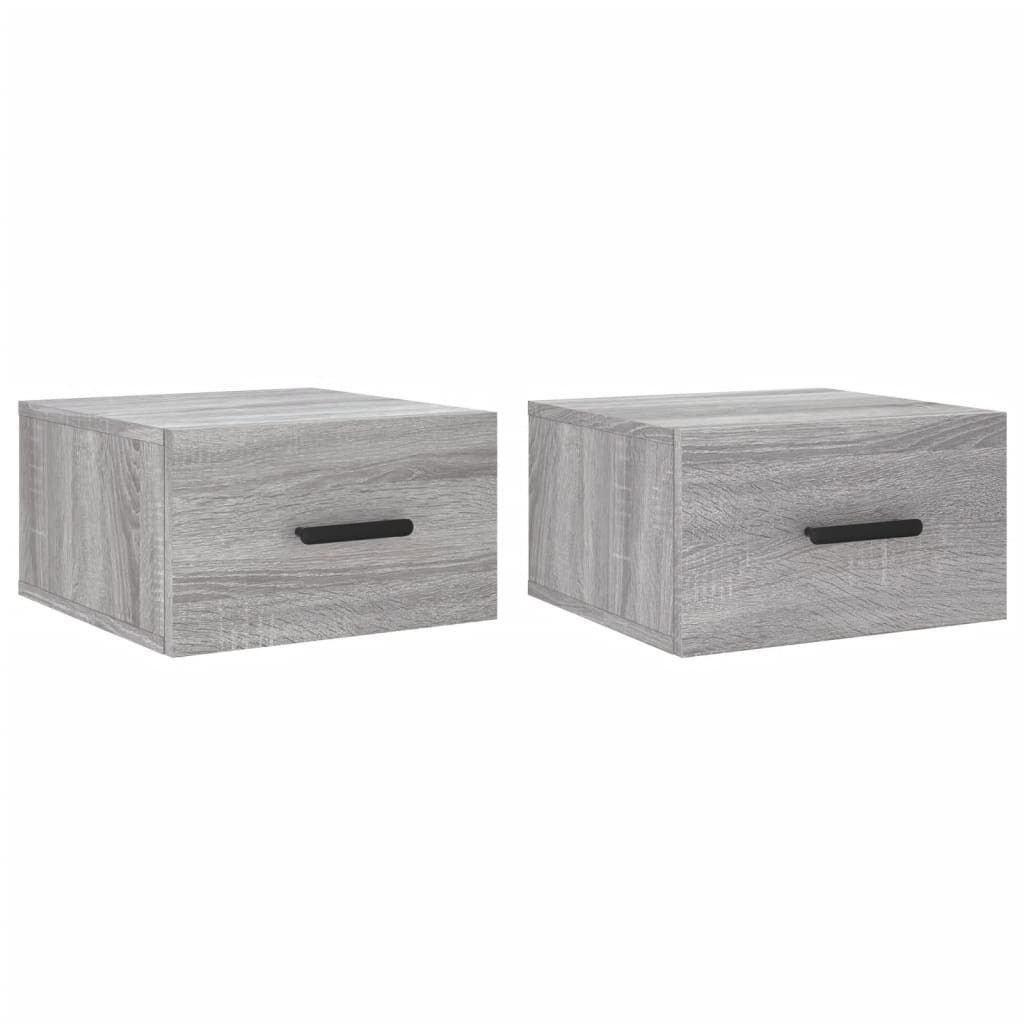 Nachtkastjes 2 St Wandgemonteerd 35X35X20 Cm Grijs Sonoma Eiken