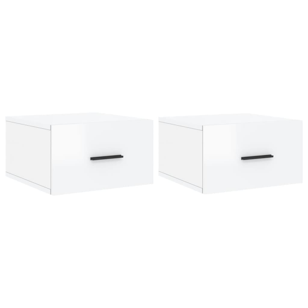 Nachtkastjes 2 St Wandgemonteerd 35X35X20 Cm Hoogglans Wit