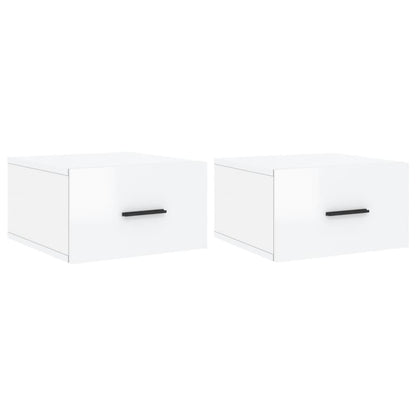 Nachtkastjes 2 St Wandgemonteerd 35X35X20 Cm Hoogglans Wit