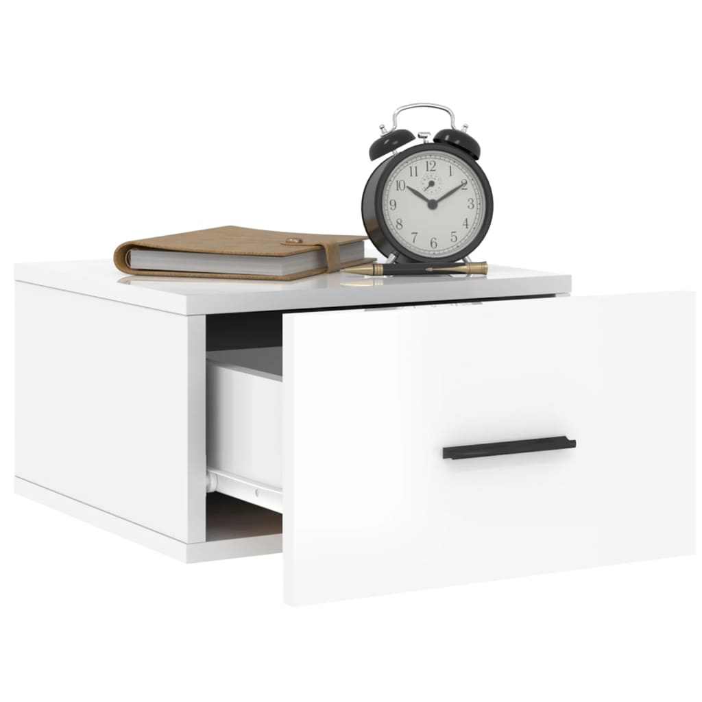 Nachtkastjes 2 St Wandgemonteerd 35X35X20 Cm Hoogglans Wit