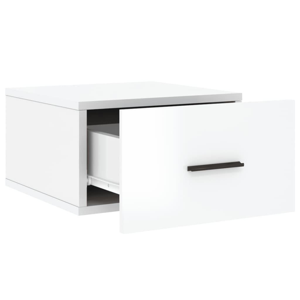 Nachtkastjes 2 St Wandgemonteerd 35X35X20 Cm Hoogglans Wit