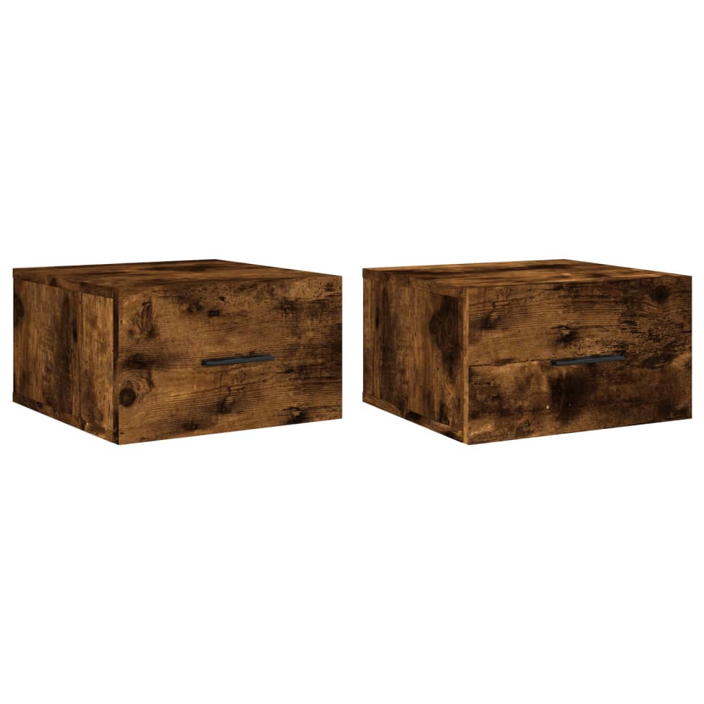 Nachtkastjes 2 St Wandgemonteerd 35X35X20 Cm Gerookt Eikenkleur