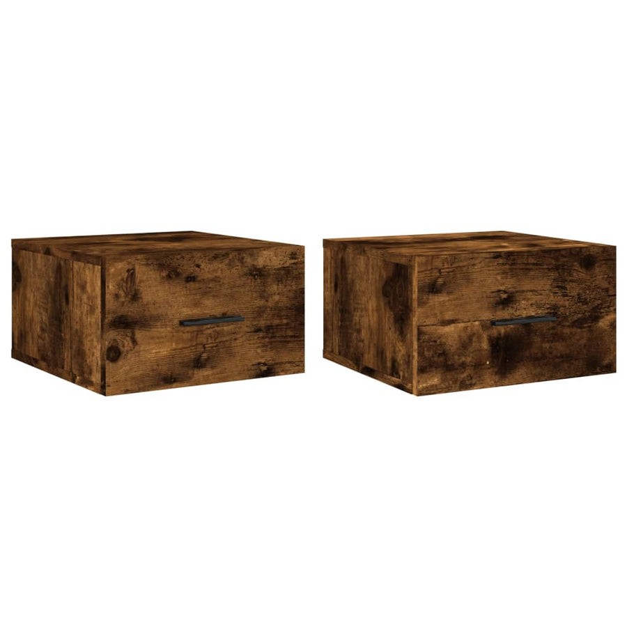 Nachtkastjes 2 St Wandgemonteerd 35X35X20 Cm Gerookt Eikenkleur