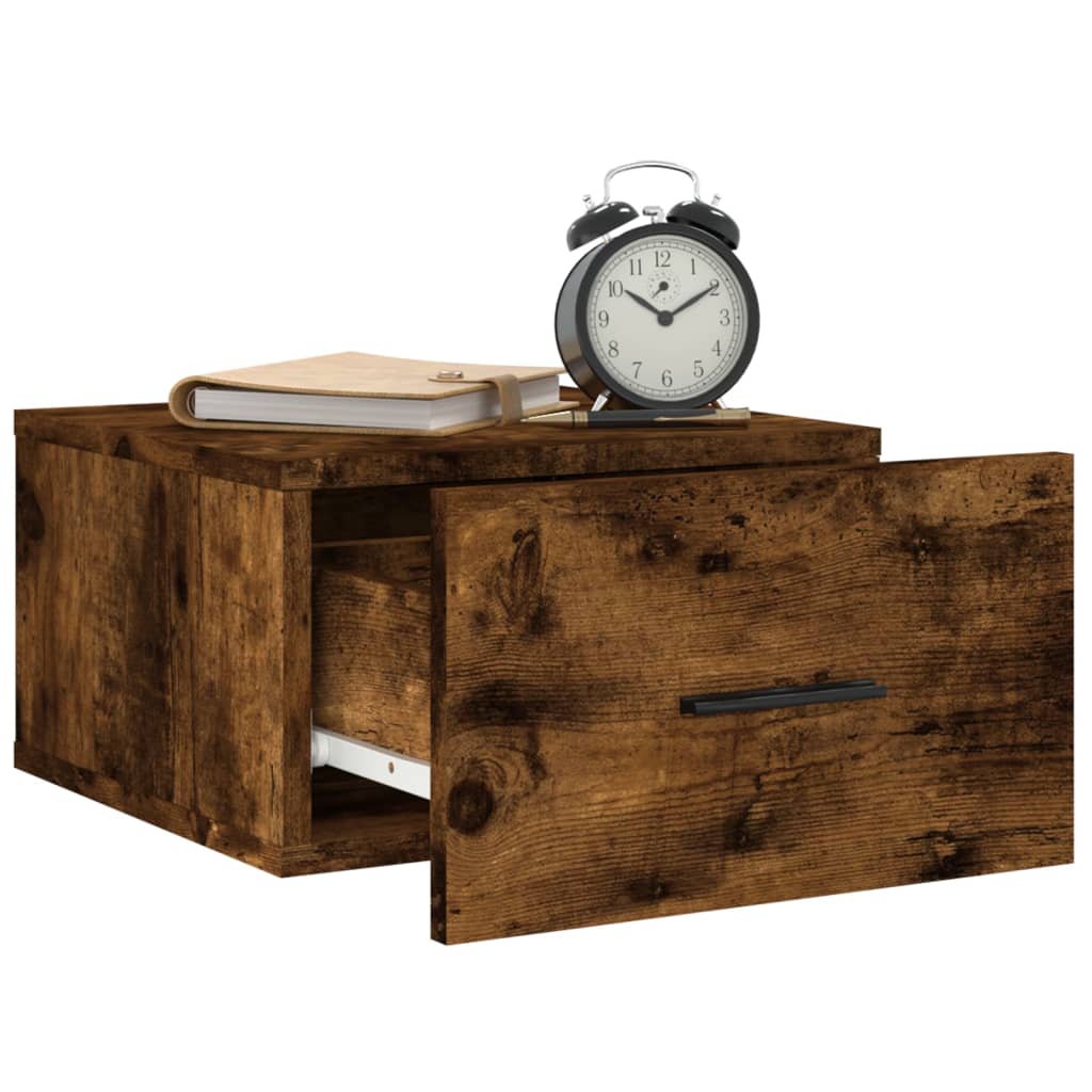 Nachtkastjes 2 St Wandgemonteerd 35X35X20 Cm Gerookt Eikenkleur