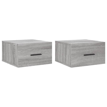 Nachtkastjes 2 st wandgemonteerd 35x35x20 cm grijs sonoma eiken