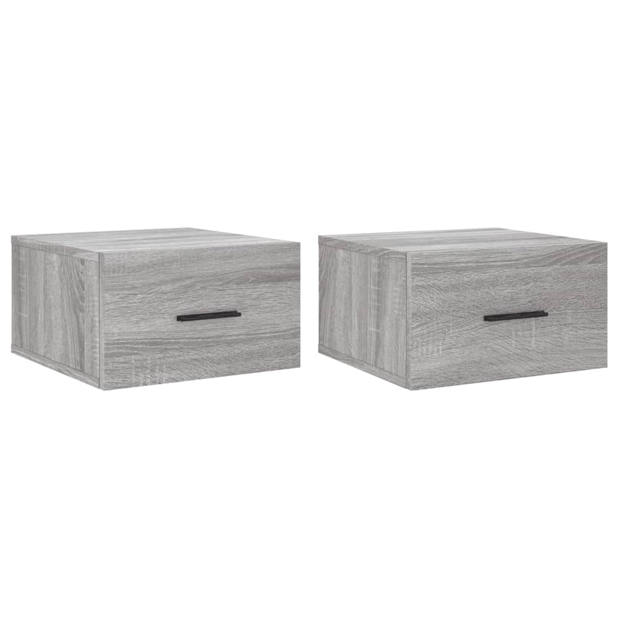 Nachtkastjes 2 st wandgemonteerd 35x35x20 cm grijs sonoma eiken