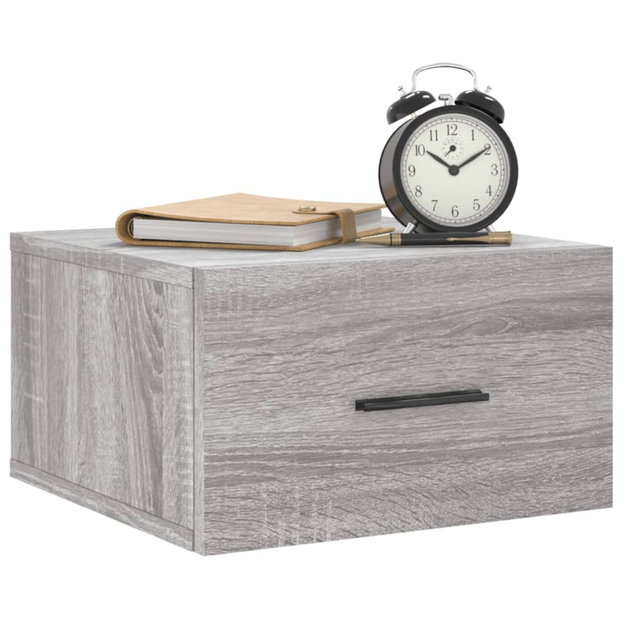 Nachtkastjes 2 st wandgemonteerd 35x35x20 cm grijs sonoma eiken
