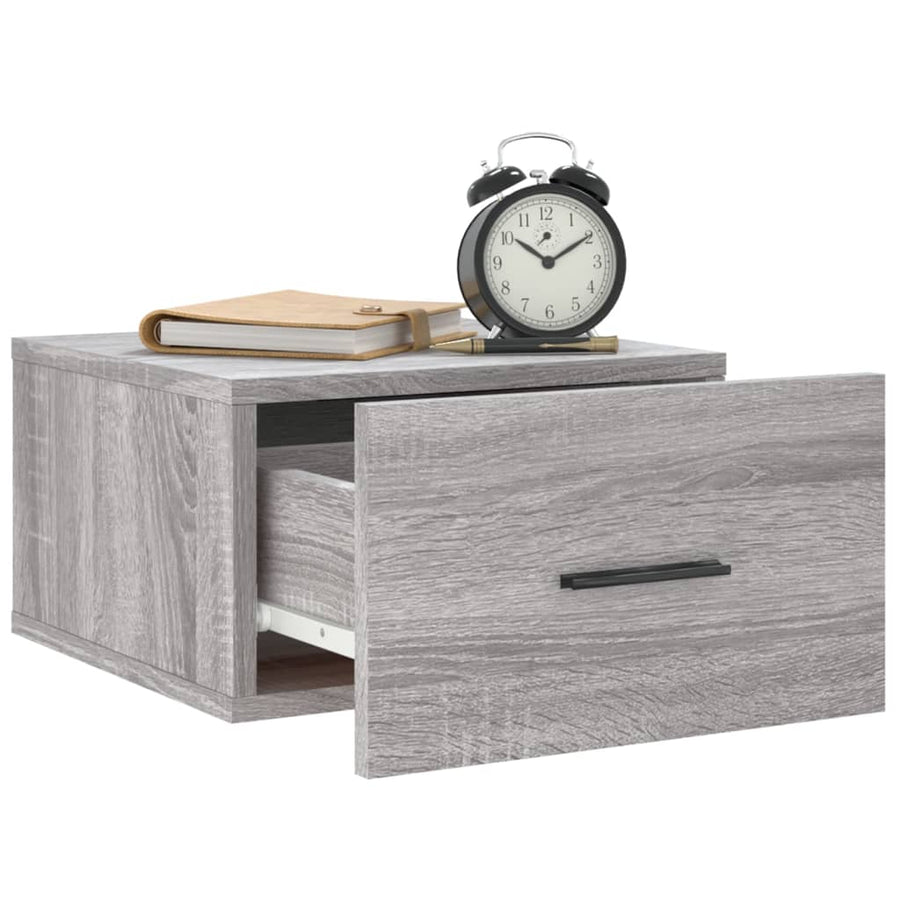 Nachtkastjes 2 st wandgemonteerd 35x35x20 cm grijs sonoma eiken