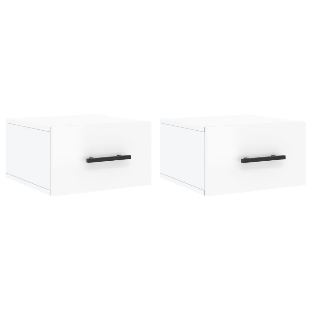 Nachtkastjes 2 St Wandgemonteerd 35X35X20 Cm Hoogglans Wit