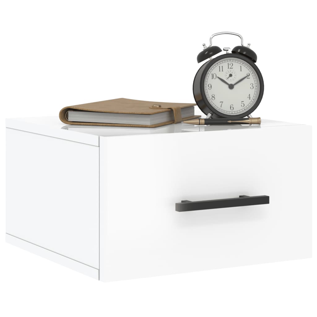 Nachtkastjes 2 St Wandgemonteerd 35X35X20 Cm Hoogglans Wit