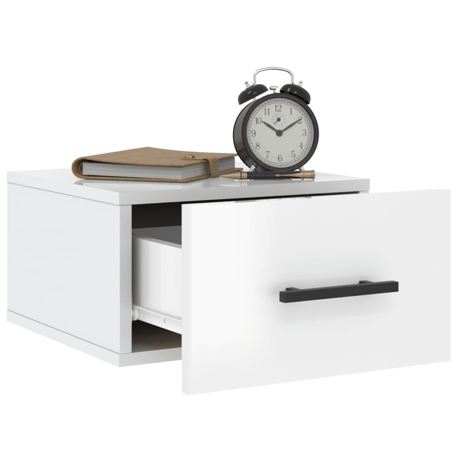 Nachtkastjes 2 St Wandgemonteerd 35X35X20 Cm Hoogglans Wit