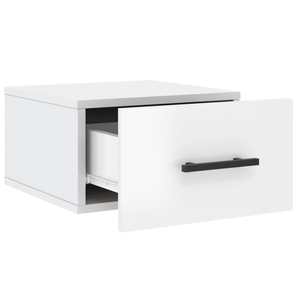 Nachtkastjes 2 St Wandgemonteerd 35X35X20 Cm Hoogglans Wit