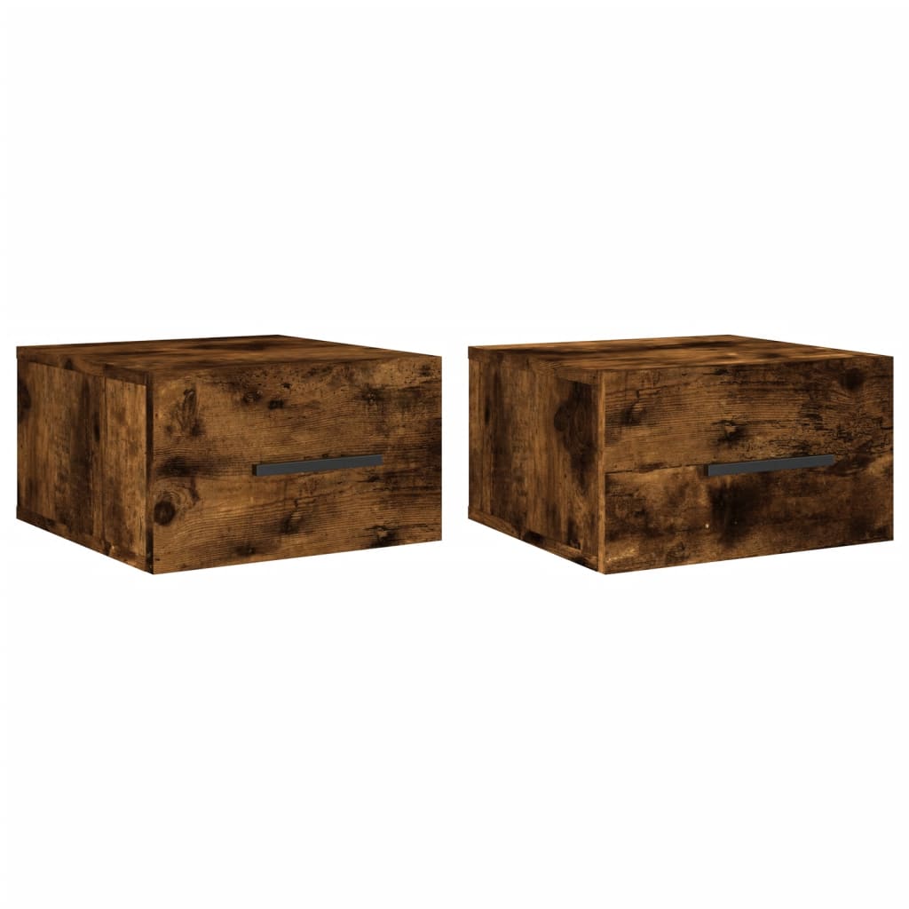 Nachtkastjes 2 St Wandgemonteerd 35X35X20 Cm Gerookt Eikenkleur