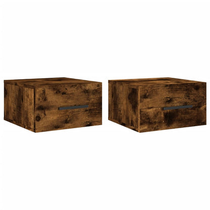 Nachtkastjes 2 St Wandgemonteerd 35X35X20 Cm Gerookt Eikenkleur