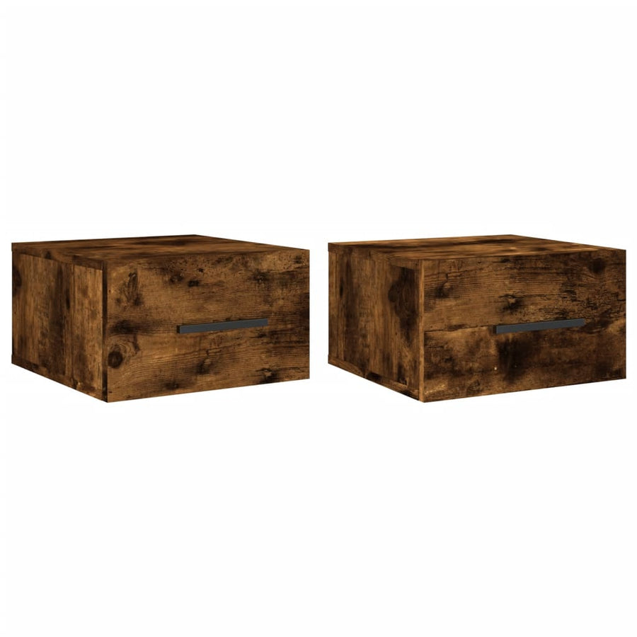Nachtkastjes 2 St Wandgemonteerd 35X35X20 Cm Gerookt Eikenkleur