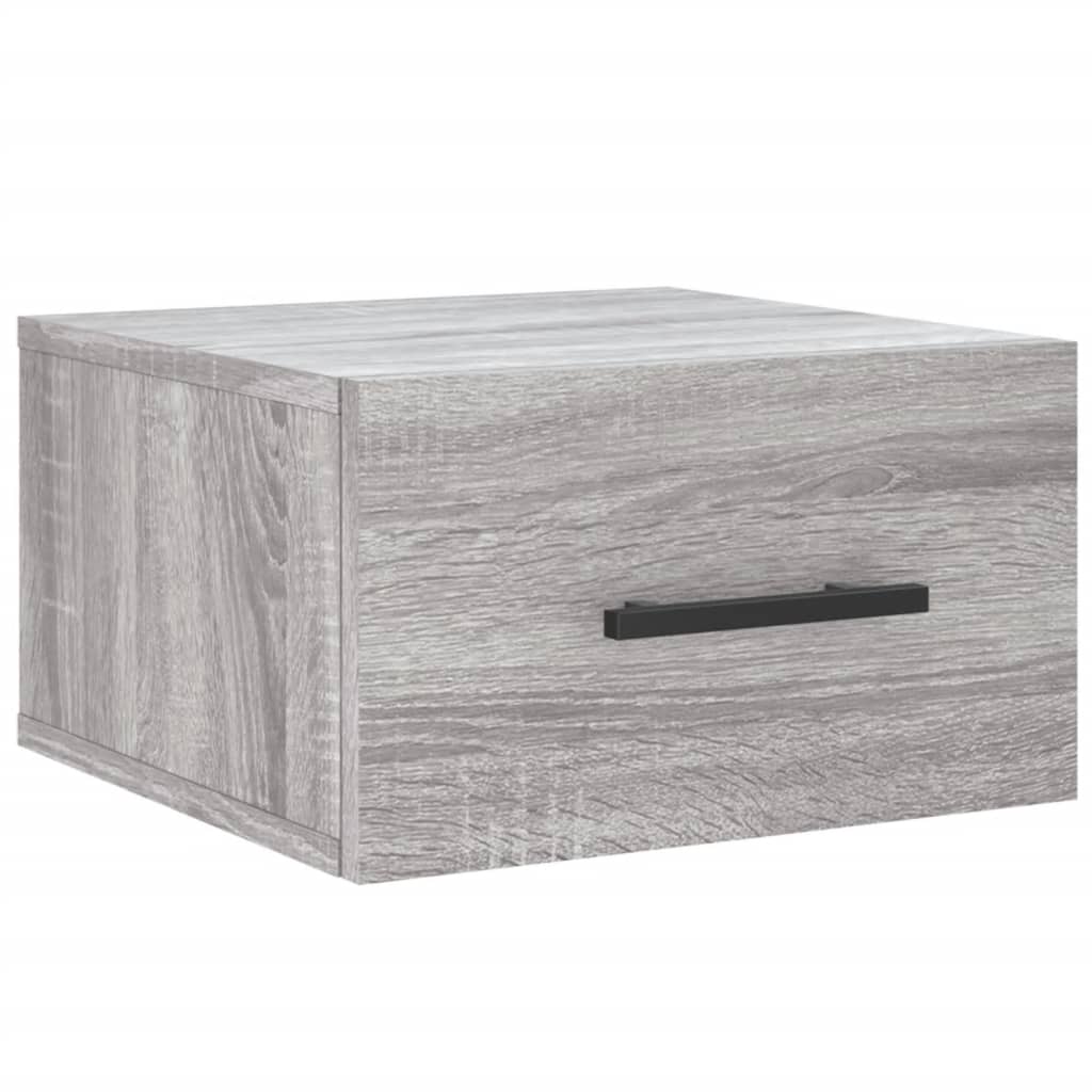 Nachtkastje Wandgemonteerd 35X35X20 Cm Eikenkleur 1 Grijs sonoma