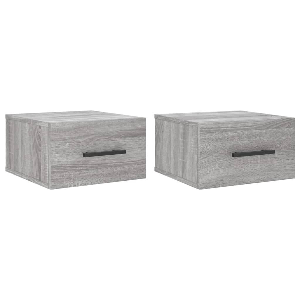Nachtkastjes 2 St Wandgemonteerd 35X35X20 Cm Grijs Sonoma Eiken