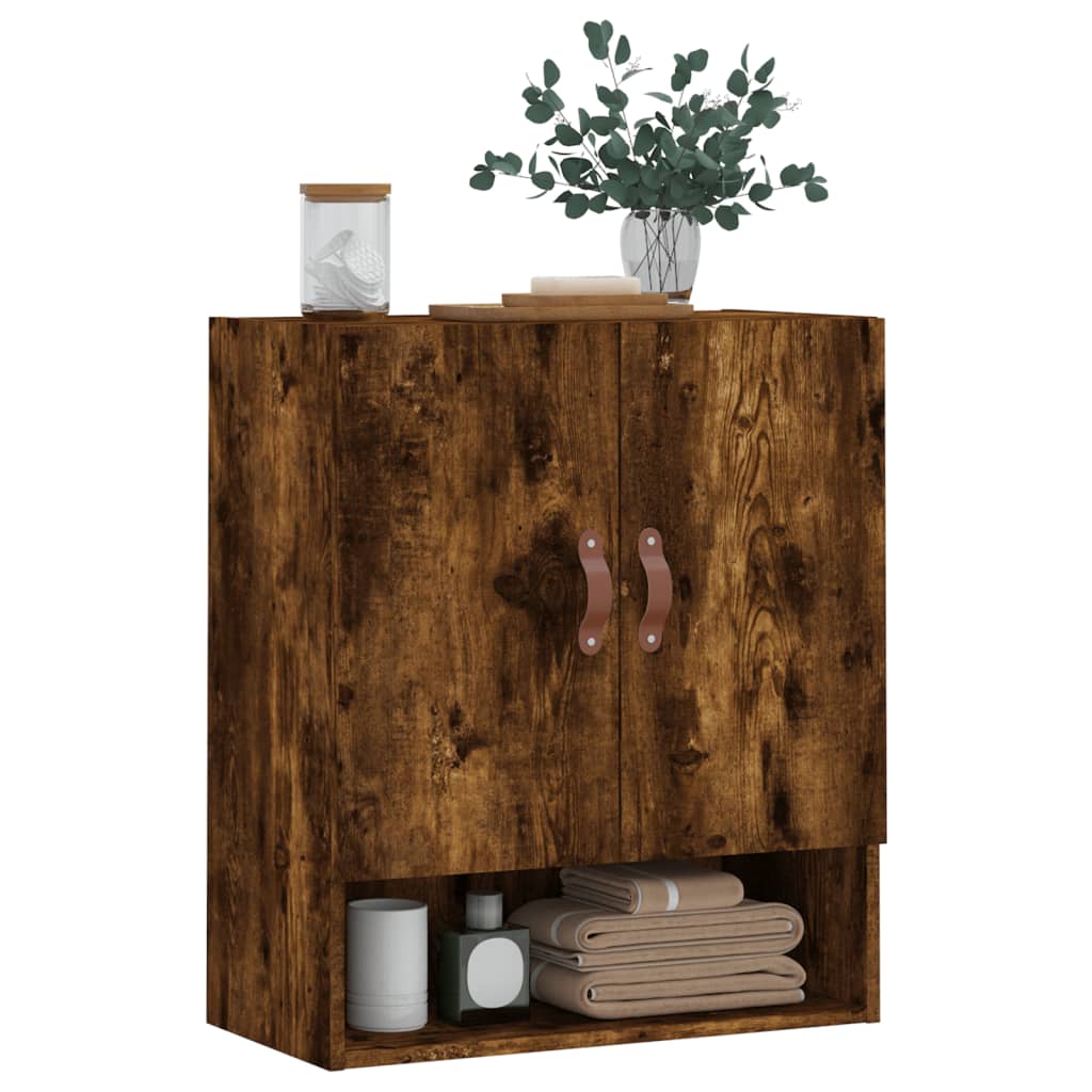 Wandkast 60X31X70 Cm Bewerkt Hout Kleurig Gerookt eiken