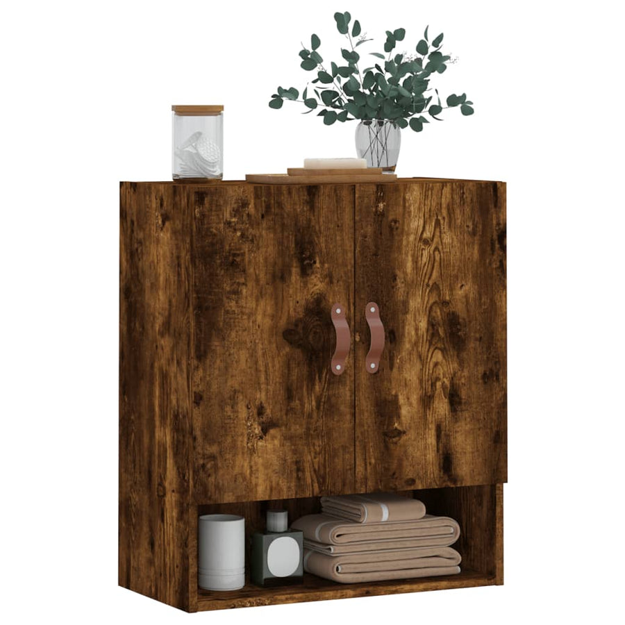 Wandkast 60X31X70 Cm Bewerkt Hout Kleurig Gerookt eiken
