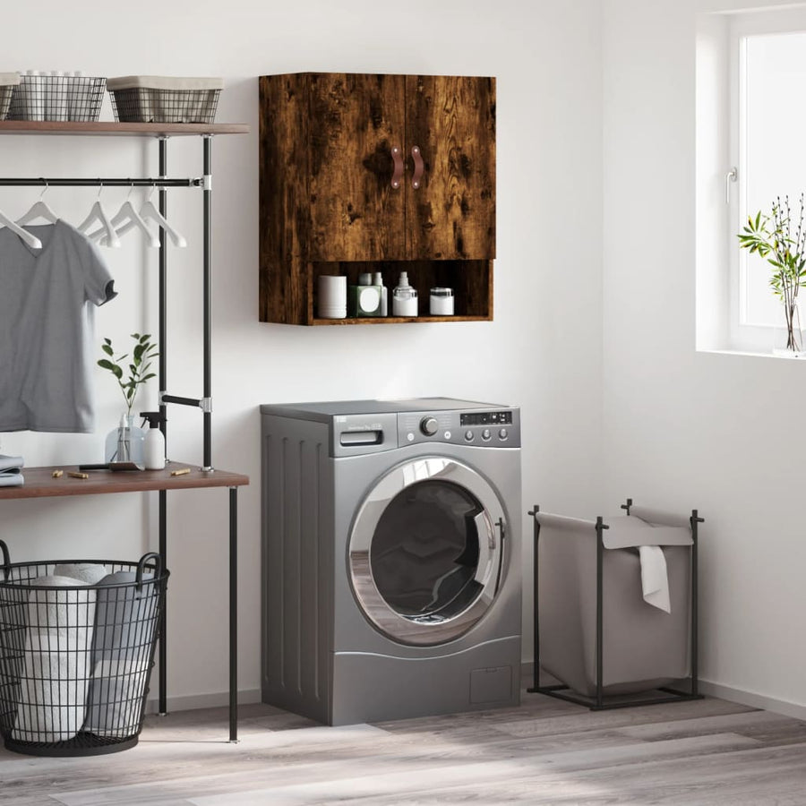 Wandkast 60X31X70 Cm Bewerkt Hout Kleurig Gerookt eiken