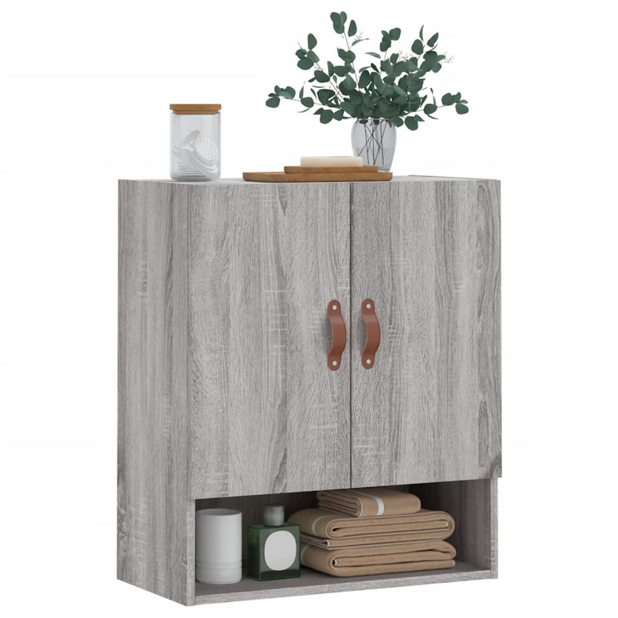 Wandkast 60X31X70 Cm Bewerkt Hout Eikenkleurig Grijs sonoma