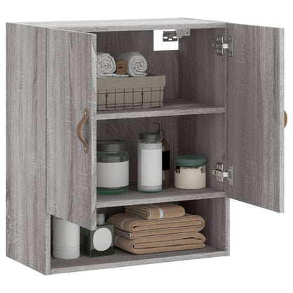 Wandkast 60X31X70 Cm Bewerkt Hout Eikenkleurig Grijs sonoma