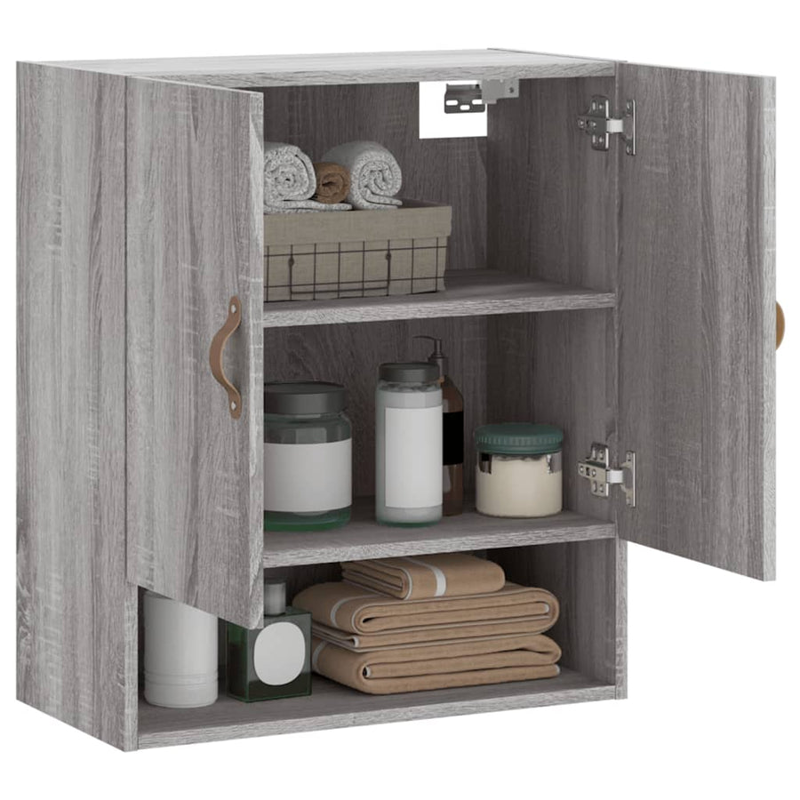 Wandkast 60X31X70 Cm Bewerkt Hout Eikenkleurig Grijs sonoma