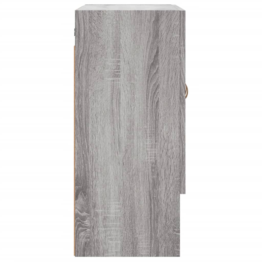 Wandkast 60X31X70 Cm Bewerkt Hout Eikenkleurig Grijs sonoma