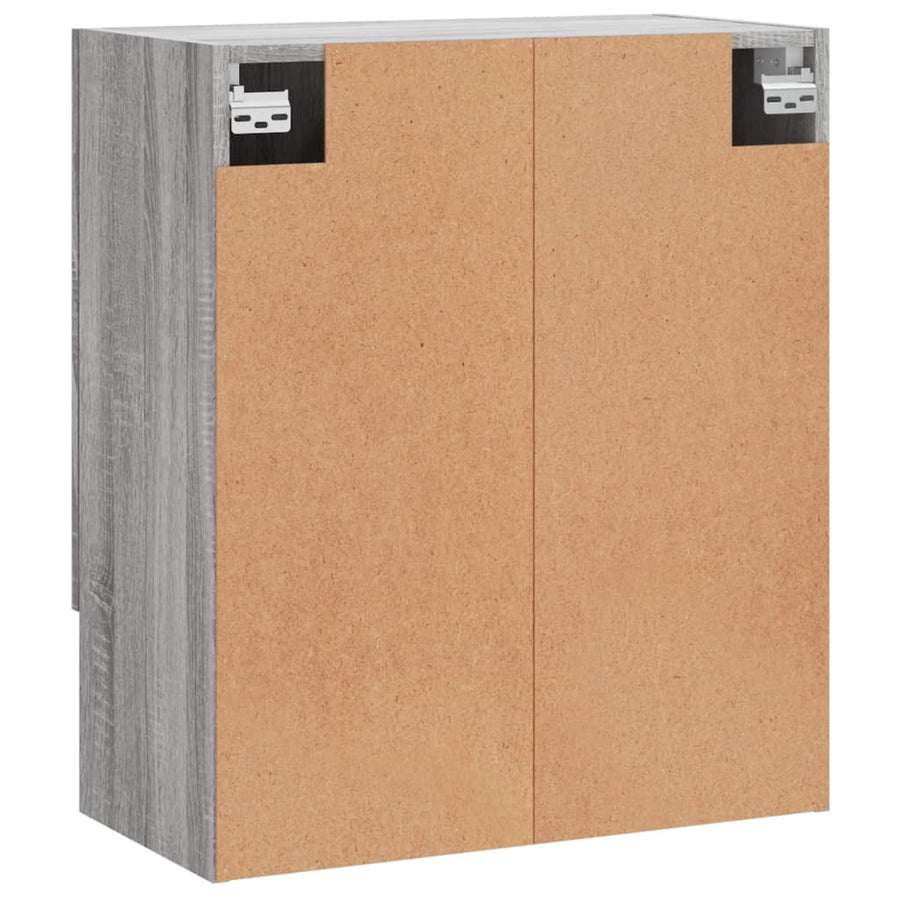 Wandkast 60X31X70 Cm Bewerkt Hout Eikenkleurig Grijs sonoma