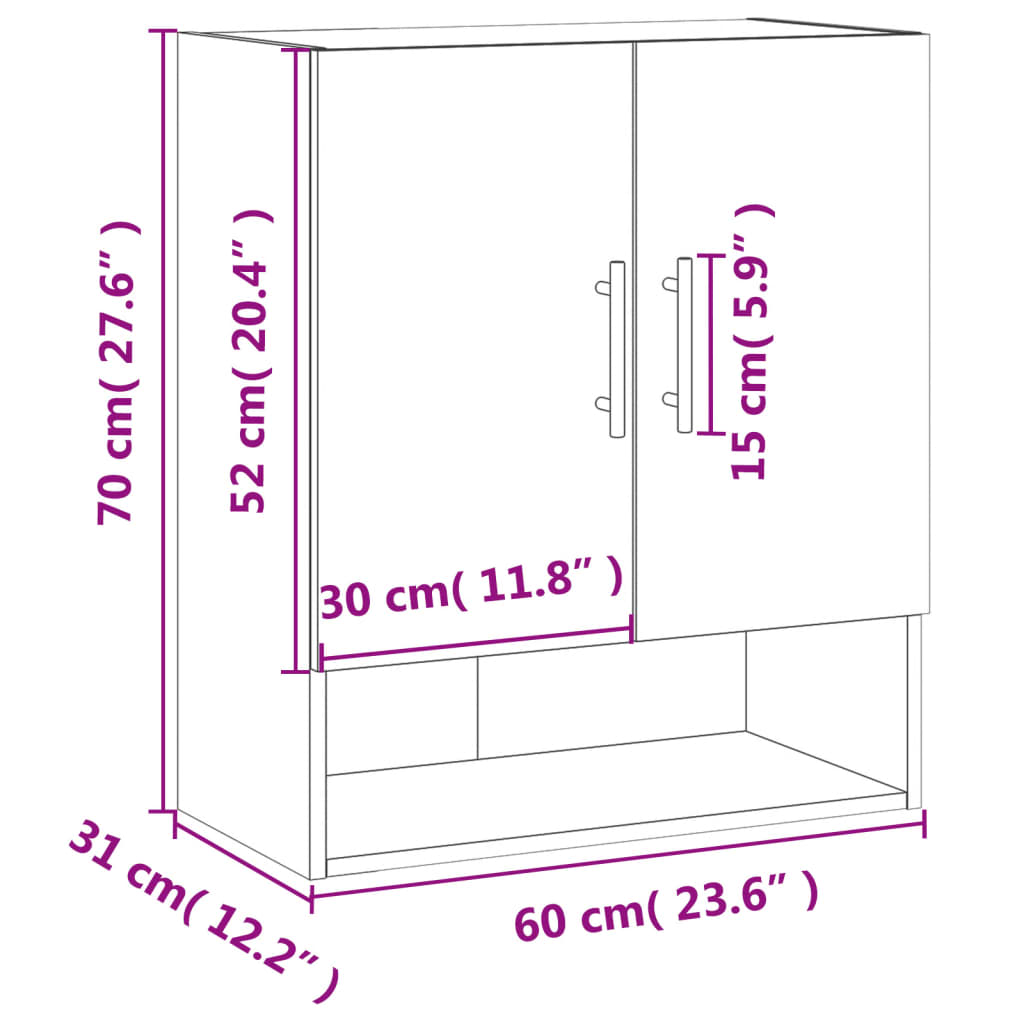 Wandkast 60X31X70 Cm Bewerkt Hout Wit