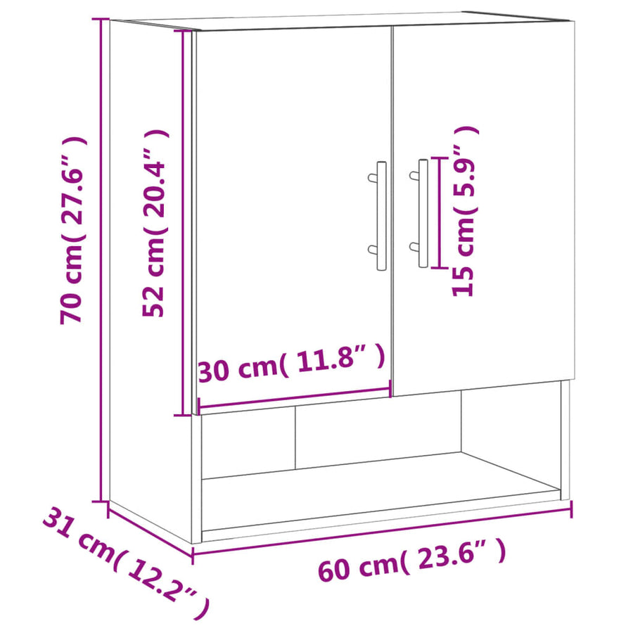 Wandkast 60X31X70 Cm Bewerkt Hout Betongrijs