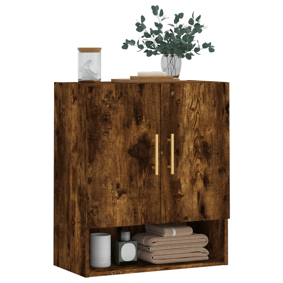 Wandkast 60X31X70 Cm Bewerkt Hout Kleurig Gerookt eiken